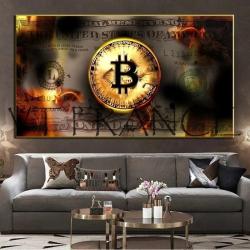 Peinture Toile Impression HD Bitcoin BTC-40x80cm