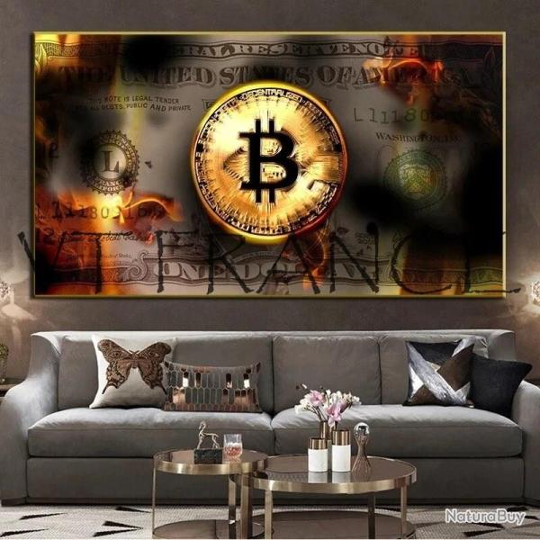 Peinture Toile Impression HD Bitcoin BTC-40x80cm