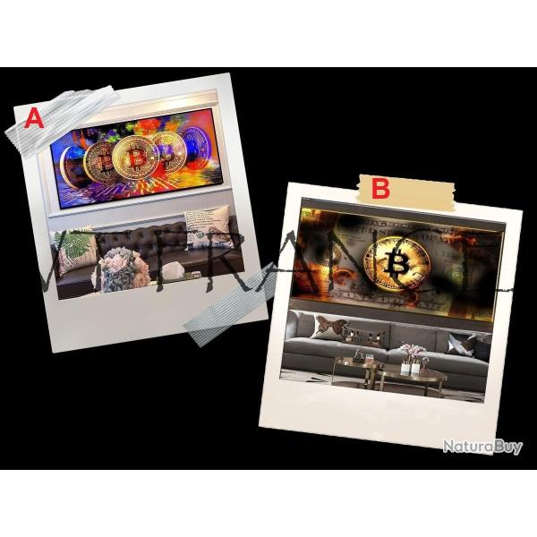 Peinture Toile Impression HD Bitcoin BTC-50x100cm
