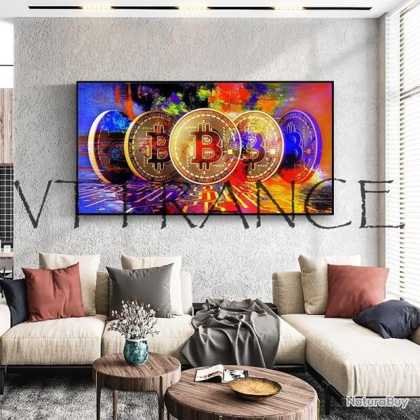 Peinture Toile Impression HD Bitcoin BTC-70x140cm
