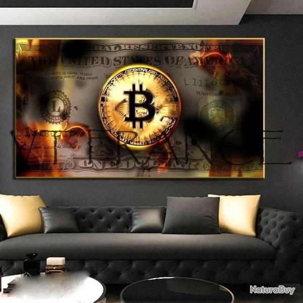Peinture Toile Impression HD Bitcoin BTC-80x160cm