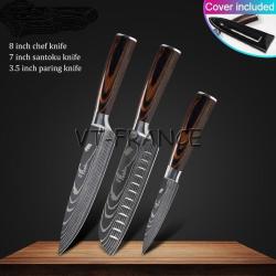 Set Couteau Japonais Pro Santoku Style Damas-3pcs-Set 5