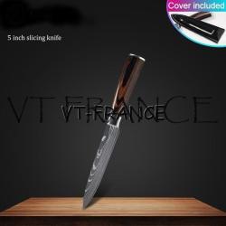 Set Couteau Japonais Pro Santoku Style Damas-Trancheur 24.5cm