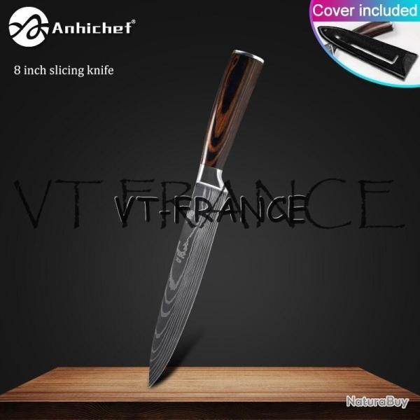Set Couteau Japonais Pro Santoku Style Damas-Trancheur 32.5cm