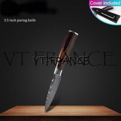 Set Couteau Japonais Pro Santoku Style Damas-Eplucheur 20cm