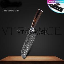 Set Couteau Japonais Pro Santoku Style Damas-Santoku 31cm