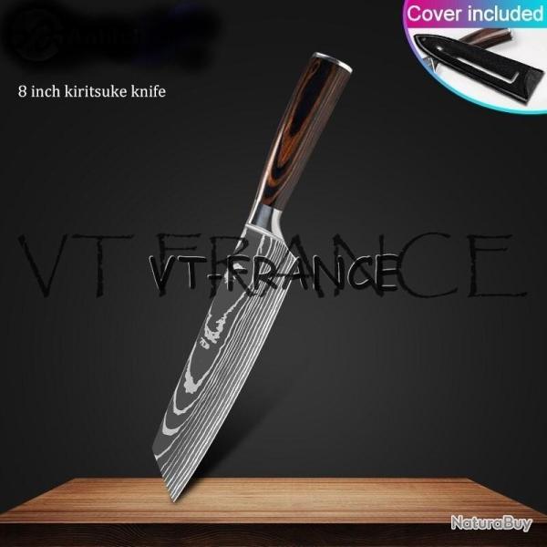 Set Couteau Japonais Pro Santoku Style Damas-Kiritsuke 33cm
