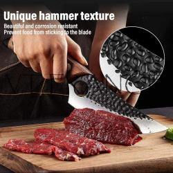 Couteau Chasse Cuisine Boucher Forge Main-Marron