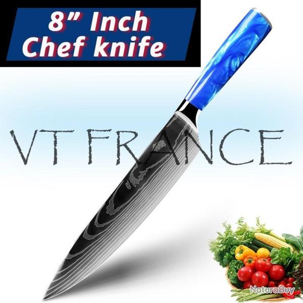 Couteau Japonais Pro Santoku Style Damas-Chef 33cm