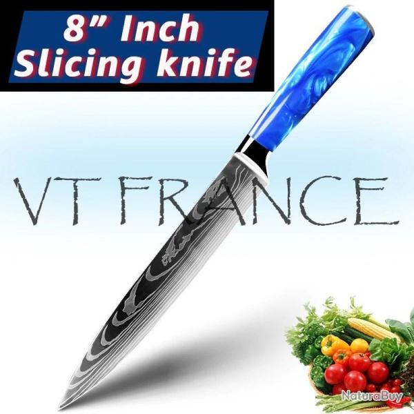 Couteau Japonais Pro Santoku Style Damas-Trancheur 32.5cm