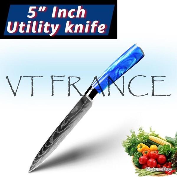 Couteau Japonais Pro Santoku Style Damas-Utilitaire 24cm