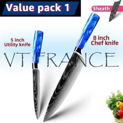 Couteau Japonais Pro Santoku Style Damas-PACK 1.