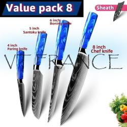 Couteau Japonais Pro Santoku Style Damas-PACK 8.