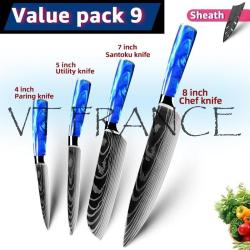 Couteau Japonais Pro Santoku Style Damas-PACK 9.