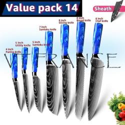 Couteau Japonais Pro Santoku Style Damas-PACK 14.