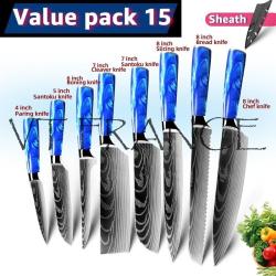 Couteau Japonais Pro Santoku Style Damas-PACK 15.