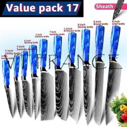 Couteau Japonais Pro Santoku Style Damas-PACK 17.