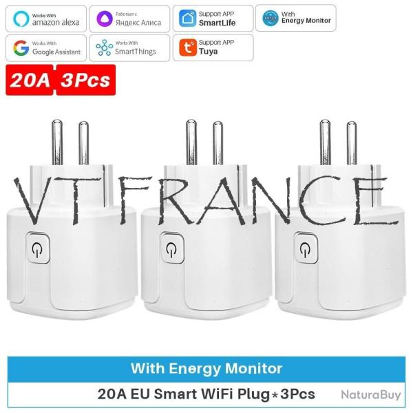 Prise Connectee Wifi Alexa Google Tuya SmartLife-3pcs