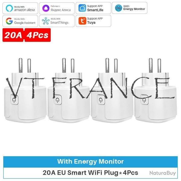 Prise Connectee Wifi Alexa Google Tuya SmartLife-4pcs
