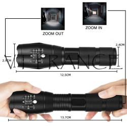 Lampe Poche LED Alu Zoom SOS Etanche-Noir