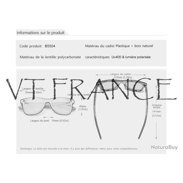 KINGSEVEN Lunettes Soleil Polarisee Wooden-Au Choix
