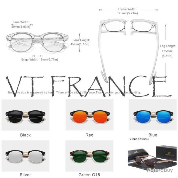KINGSEVEN Lunettes Soleil Polarisee Vintage Noyer-Au Choix