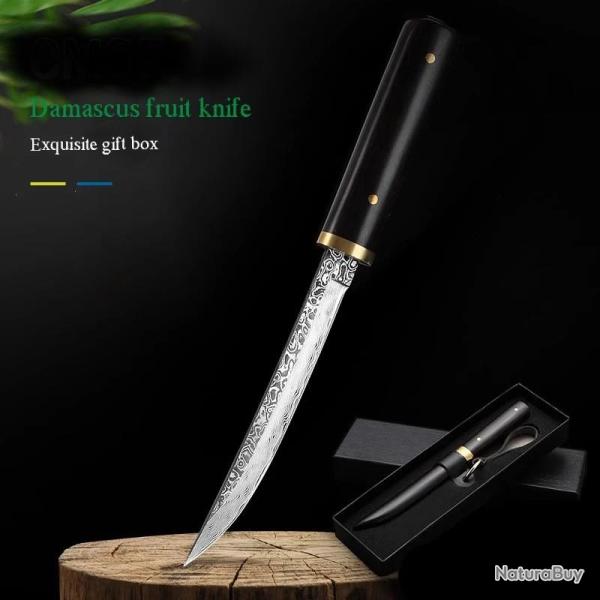 Couteau Japonais style Damas Etui Ebene-A
