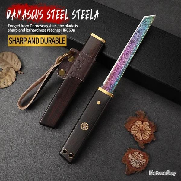 Couteau Japonais style Damas Etui Ebene-D