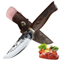 Couteau Chasse Camping Cuisine Etui Cuir-G