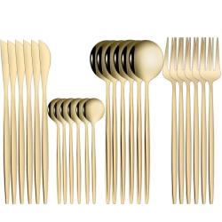 Menagere Ensemble de Couverts Inox-Or 24pcs