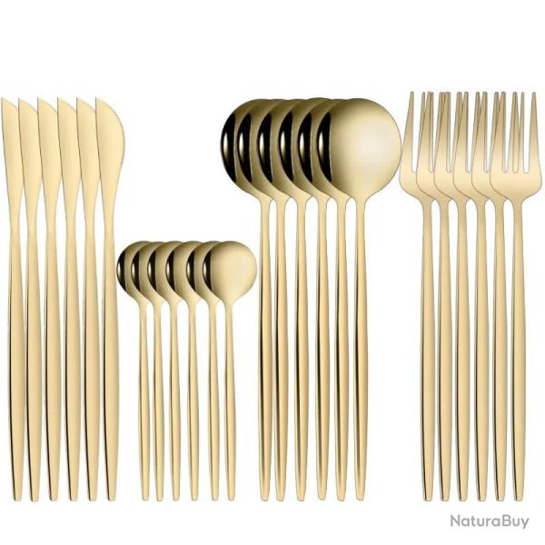 Menagere Ensemble de Couverts Inox-Or 24pcs
