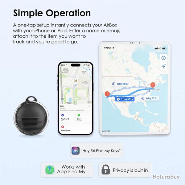 Traqueur GPS Smart AirTag pour iPhone Apple Find My -4pcs