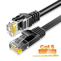 Cable Ethernet Plat Blinde CAT6 RJ45 10GB-Noir-50m