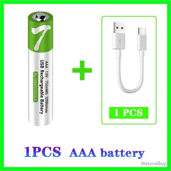 Batterie Lithium-Ion AAA Rechargeable USB-C 1.5V 750mWh-1pc
