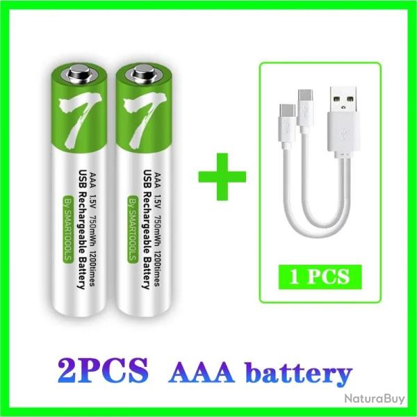 Batterie Lithium-Ion AAA Rechargeable USB-C 1.5V 750mWh-2pcs