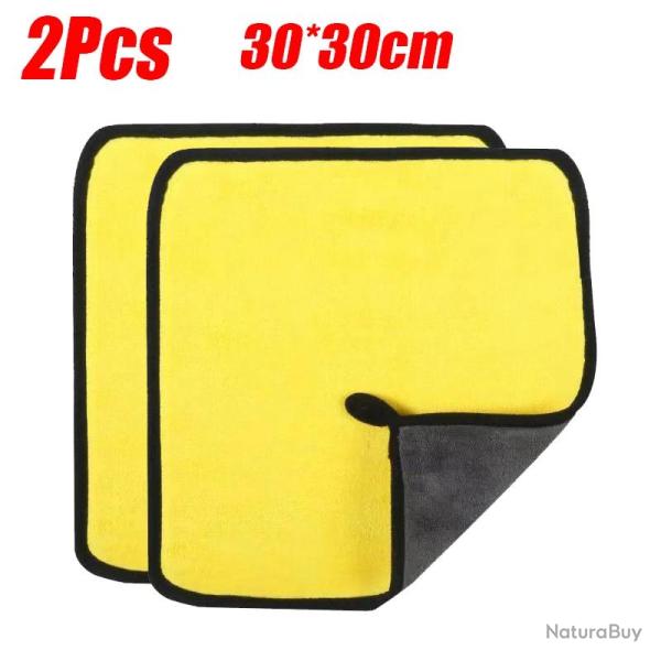 Serviette Chiffon Pro Microfibre Lavage Voiture Moto-30x30cm 2pcs