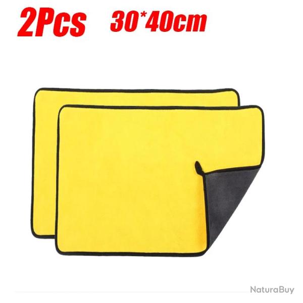 Serviette Chiffon Pro Microfibre Lavage Voiture Moto-30x40cm 2pcs