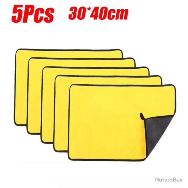Serviette Chiffon Pro Microfibre Lavage Voiture Moto-30x40cm 5pcs