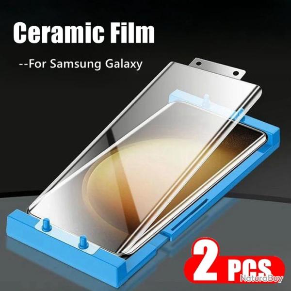2 Film Ceramique Protection Ecran + Gabarit Pose pour Samsung-Galaxy S25 Plus +