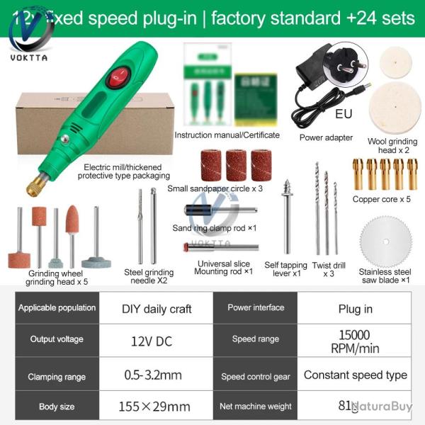 Mini Perceuse Meuleuse 12V style Dremel-A