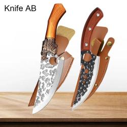 Couteau Pro Chasse Cuisine Chef  Forge Main Martele-AB