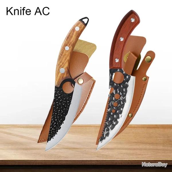 Couteau Pro Chasse Cuisine Chef  Forge Main Martele-AC