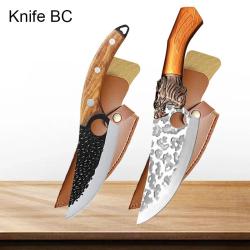 Couteau Pro Chasse Cuisine Chef  Forge Main Martele-BC
