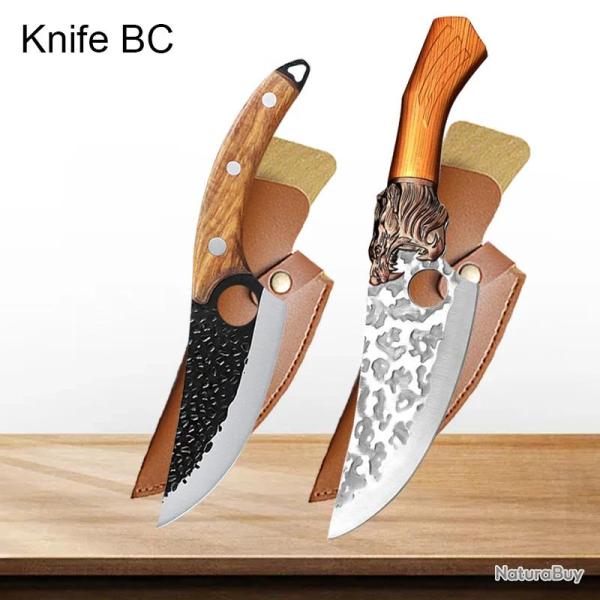 Couteau Pro Chasse Cuisine Chef  Forge Main Martele-BC