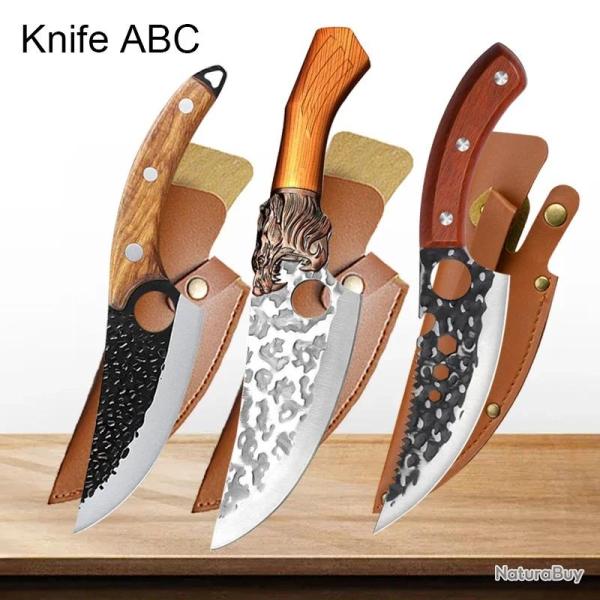 Couteau Pro Chasse Cuisine Chef  Forge Main Martele-ABC