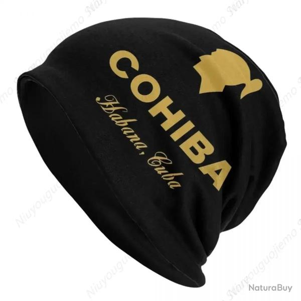 Bonnet Tricote COHIBA HABANA CUBA-Noir
