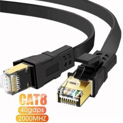 Cable Ethernet Plat Blinde Noir CAT8 RJ45 40GB-0.5m
