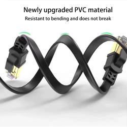 Cable Ethernet Plat Blinde Noir CAT8 RJ45 40GB-1m