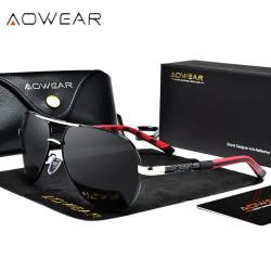 Lunettes de Soleil Aviation Polarisee HD-Argent Noir