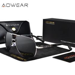 Lunettes de Soleil Aviation Polarisee HD-Gris Noir